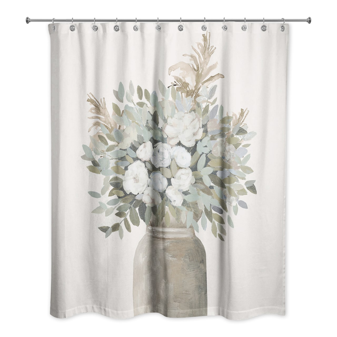 Modern Transitional Flowers 71" x 74" Shower Curtain